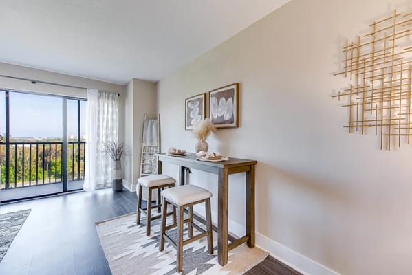 Stylish living area with a view and modern decor