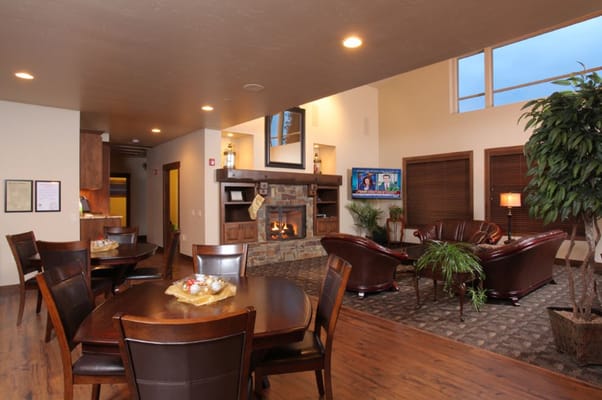 Inviting living room with a fireplace and seating area