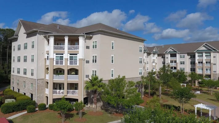 Three-story building exterior at The Marshes of Skidaway Island