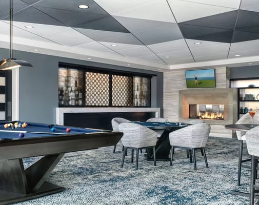 Interior common area with billiards and seating