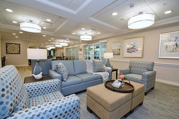 Bright common area with comfortable seating