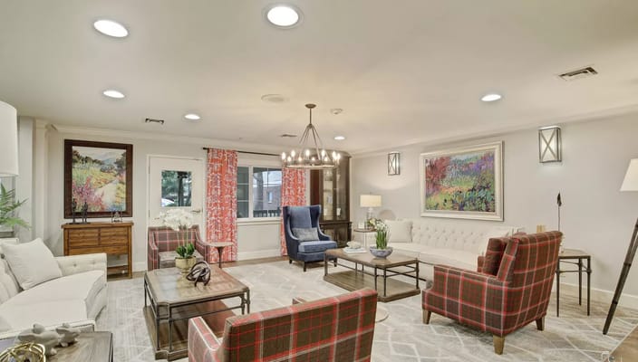 Comfortable living room with modern furniture and artwork