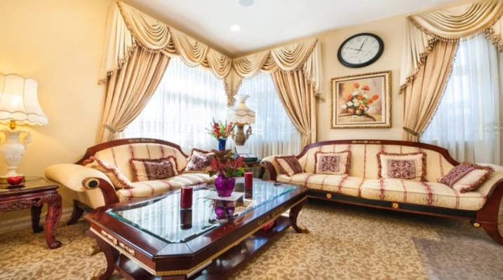 Cozy living room with luxurious furniture and decor