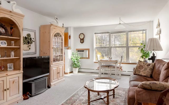 Bright and inviting living room with furniture at The Parkview.
