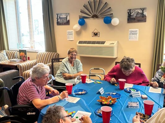 Seniors participating in a group activity at The Patriot