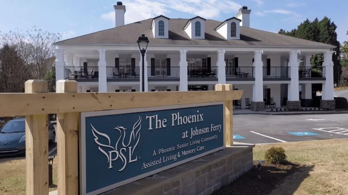 Exterior view of The Phoenix at Johnson Ferry senior living facility.