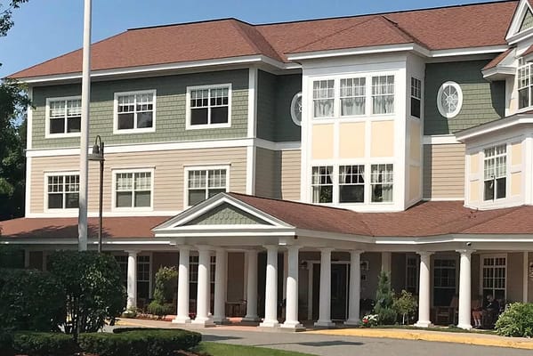 Exterior of The Phyllis Siperstein Tamarisk Assisted Living Residence showing the architectural design