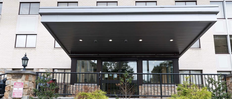 Main entrance of The Reservoir senior living facility