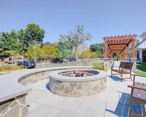 Outdoor seating area with a fire pit