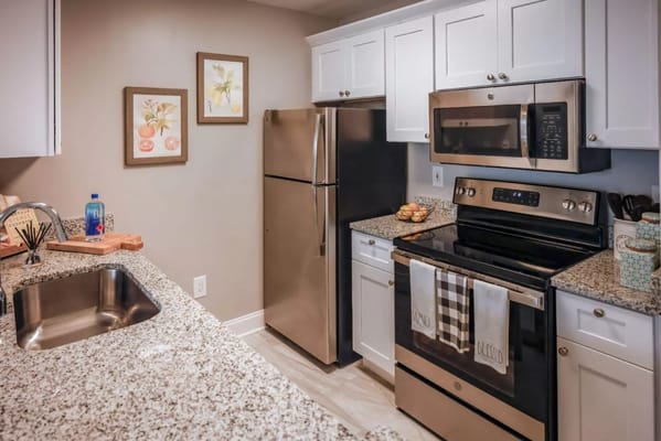 Bright kitchen space with modern appliances