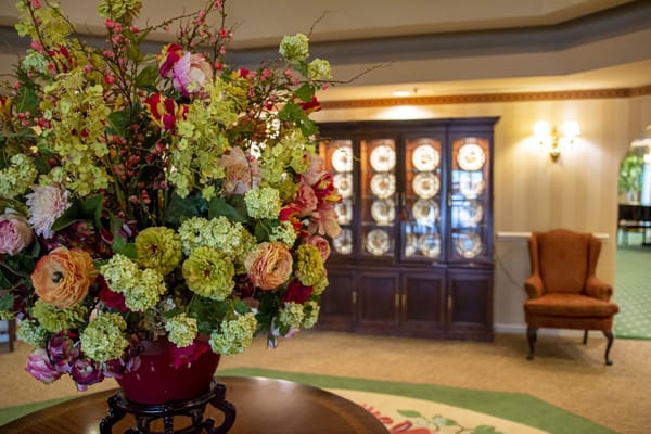 Colorful floral arrangement in the lobby
