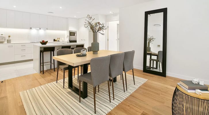 Modern dining area in a bright apartment