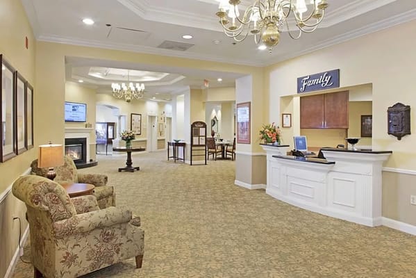 Bright and welcoming reception area in the facility