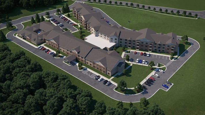 Aerial view of The Township Senior Living facility layout