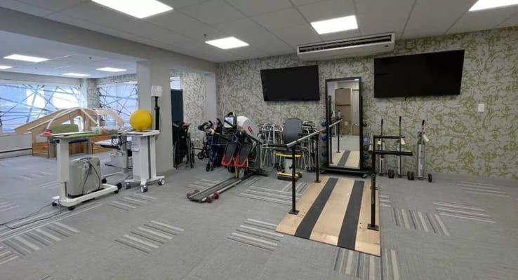 Interior view of a therapy room with equipment