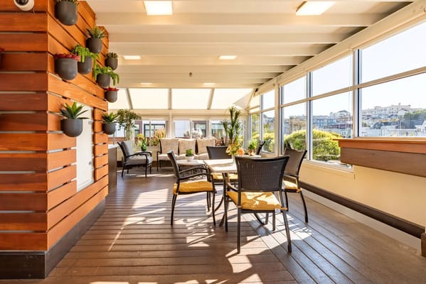 Bright interior lounge area with comfortable seating