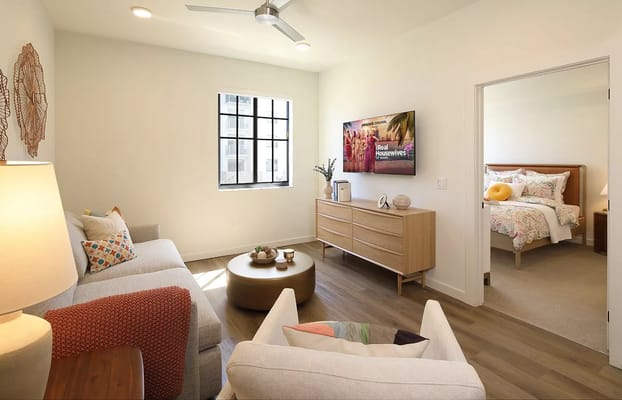 Bright and inviting common area with modern decor