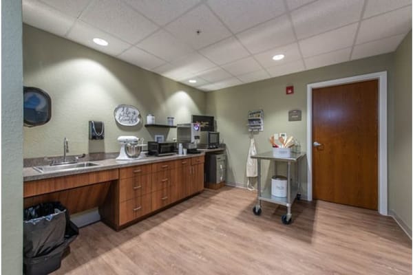 Interior view of a kitchen in an assisted living facility