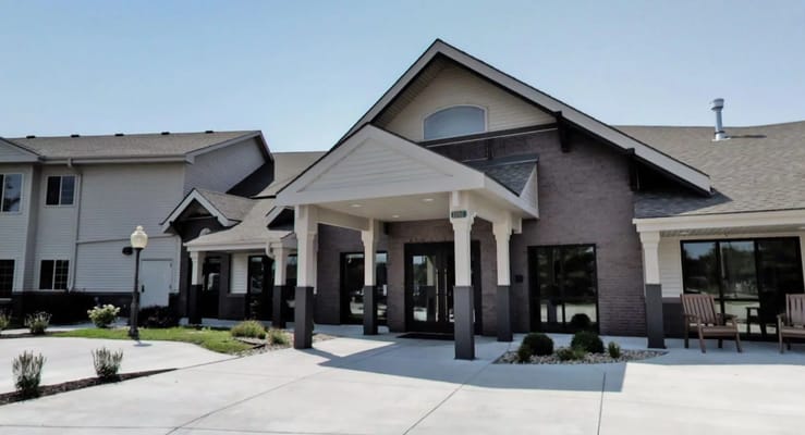 Front entrance of Valley Lakes with covered porch