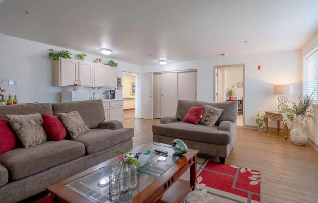 Living room with two sofas and a coffee table