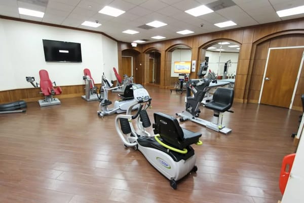 Well-equipped gym area with exercise machines