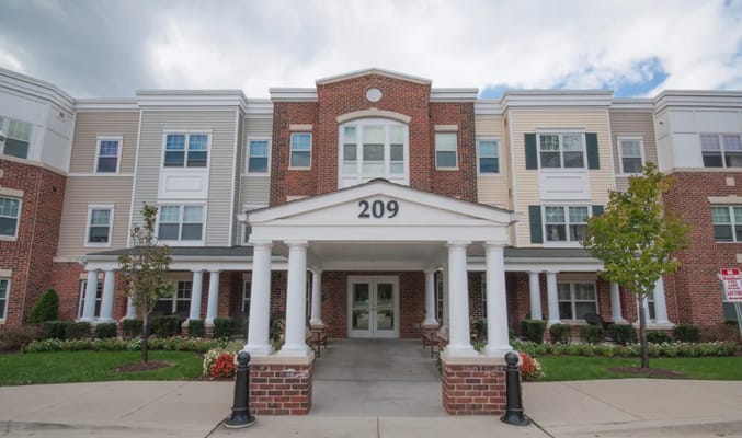 Front entrance of Victory Court Senior Apartments