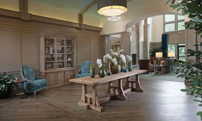 Bright interior common area with elegant decor