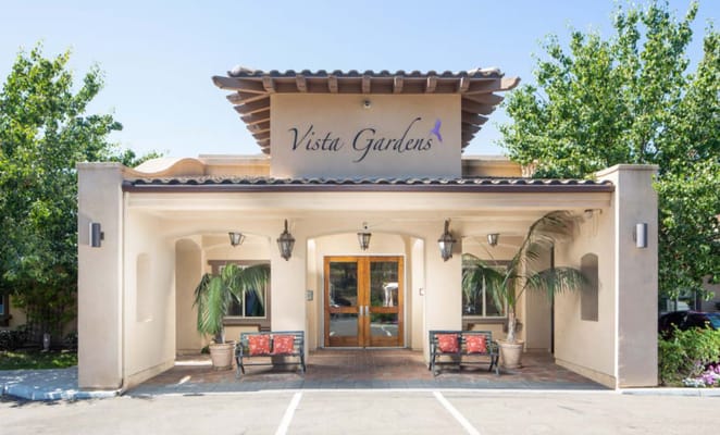 Exterior view of Vista Gardens with landscaping