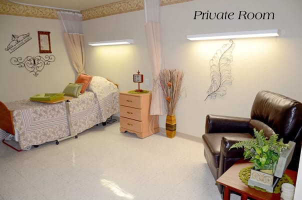 Cozy private room with bed and chair