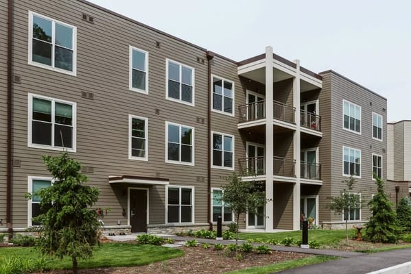 Exterior view of a multi-story assisted living facility