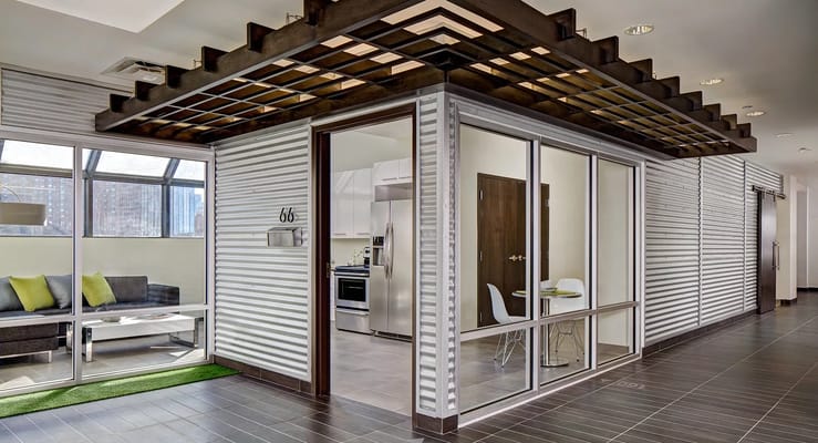 Modern communal kitchen area in a facility