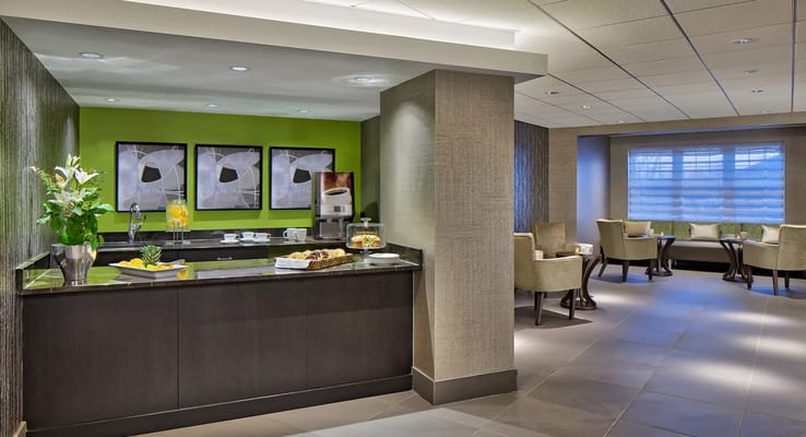 Interior view of a common area with refreshments