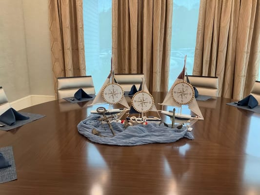 Decorative centerpiece on a dining room table