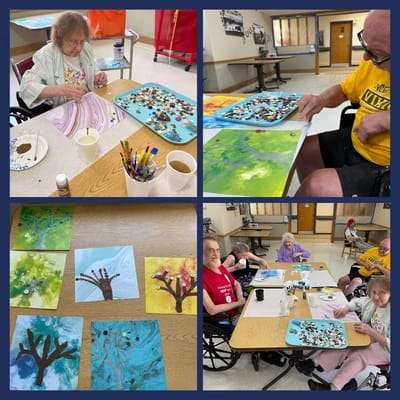 Residents engaging in an arts and crafts activity