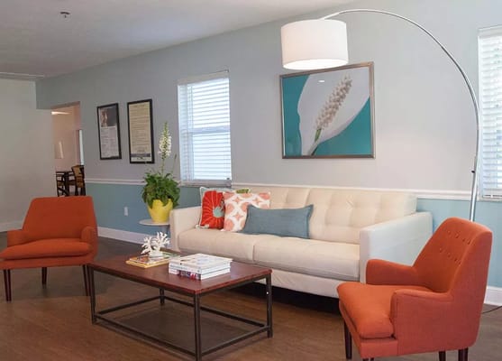 A cozy seating area in a common room.