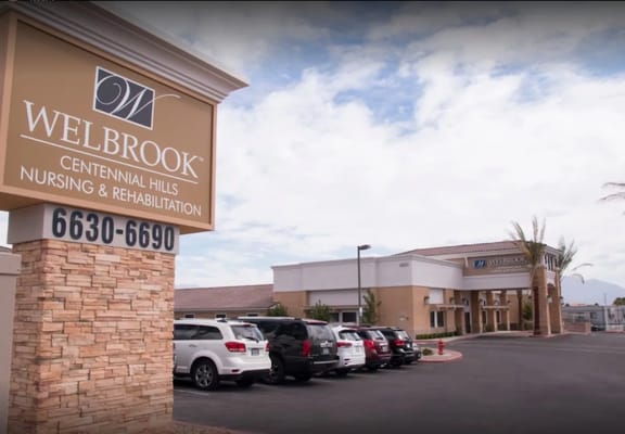 Entrance sign of Welbrook Centennial Hills nursing and rehabilitation facility