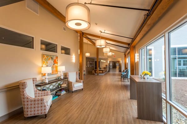 Bright and welcoming interior hallway of the facility