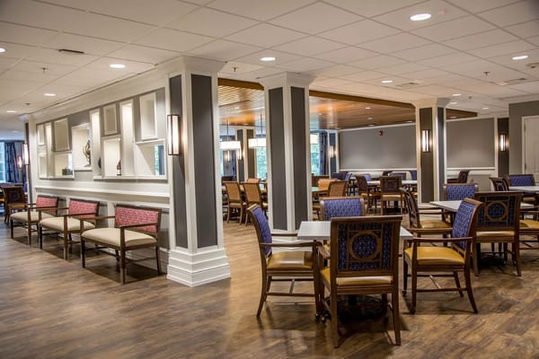 Interior dining room area with tables and chairs