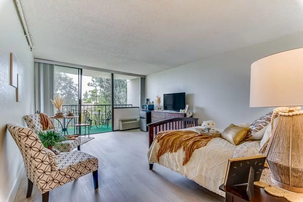 Bright interior of a resident room with personal touches