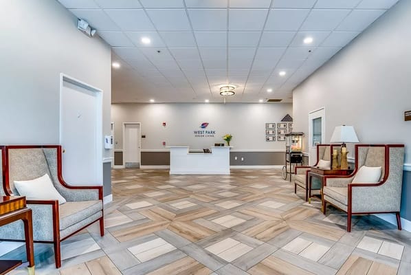 Bright and welcoming lobby area with seating