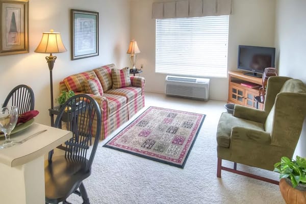 Cozy interior of a resident living room with furniture