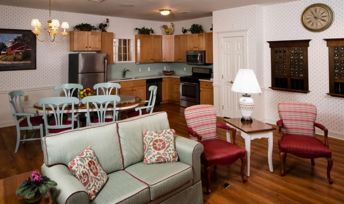 Cozy interior view of a kitchen and living area