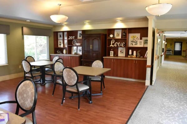 Interior view of a common area with seating and decor