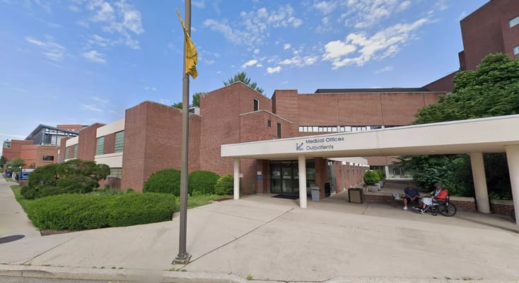Exterior view of the medical offices with residents