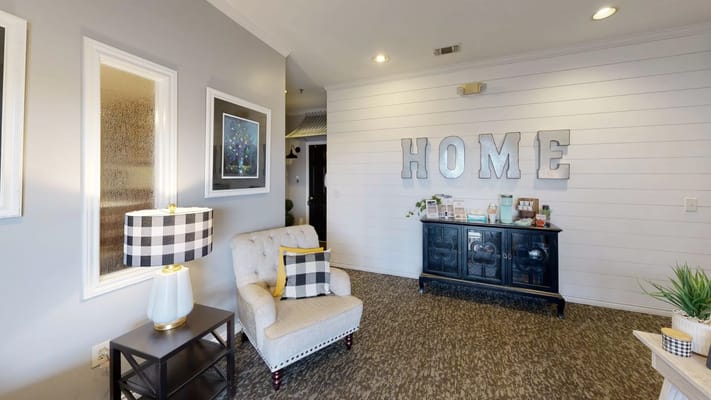 Cozy living room area with decorative features