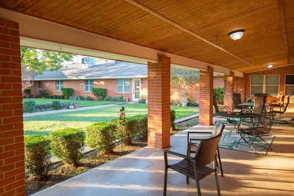 Covered patio area overlooking the garden