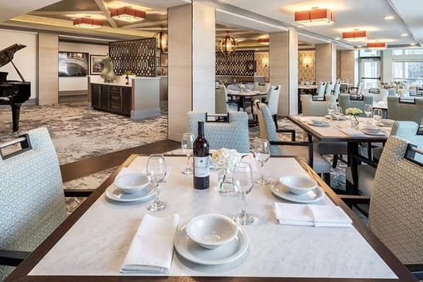 Elegant dining room set for a meal service