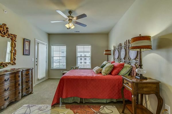 Cozy resident bedroom with decorative items