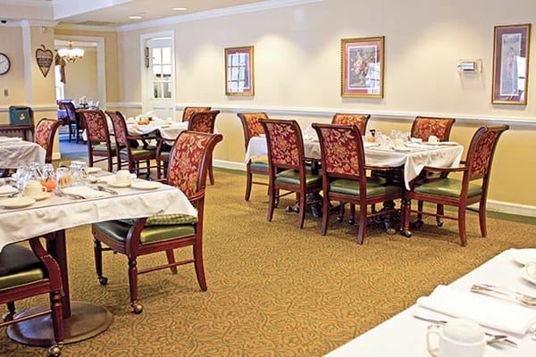 Dining area with tables set for meals