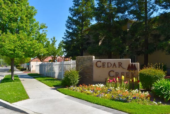 Entrance sign of Cedar Creek Retirement facility